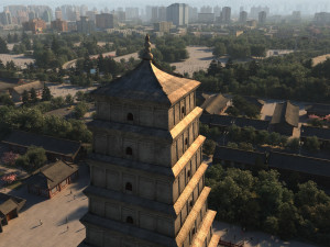 xian giant wild goose pagoda Modello 3D