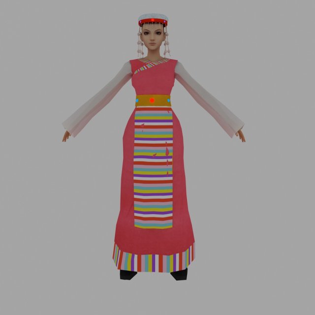 tibetan women 3Dモデル .c4d .max .obj .3ds .fbx .stl .blend 
