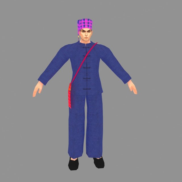 jingpo ethnic men 3D Model .c4d .max .obj .3ds .fbx .stl .blend