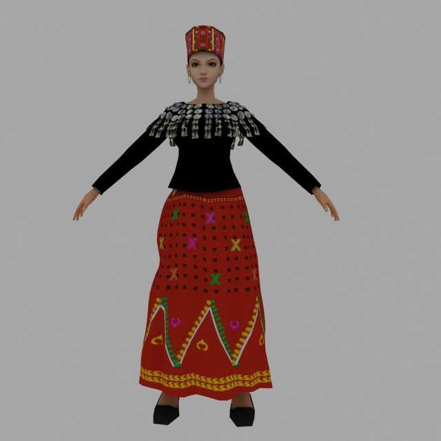 lady jingpo Modèle 3D .c4d .max .obj .3ds .fbx .stl .blend 