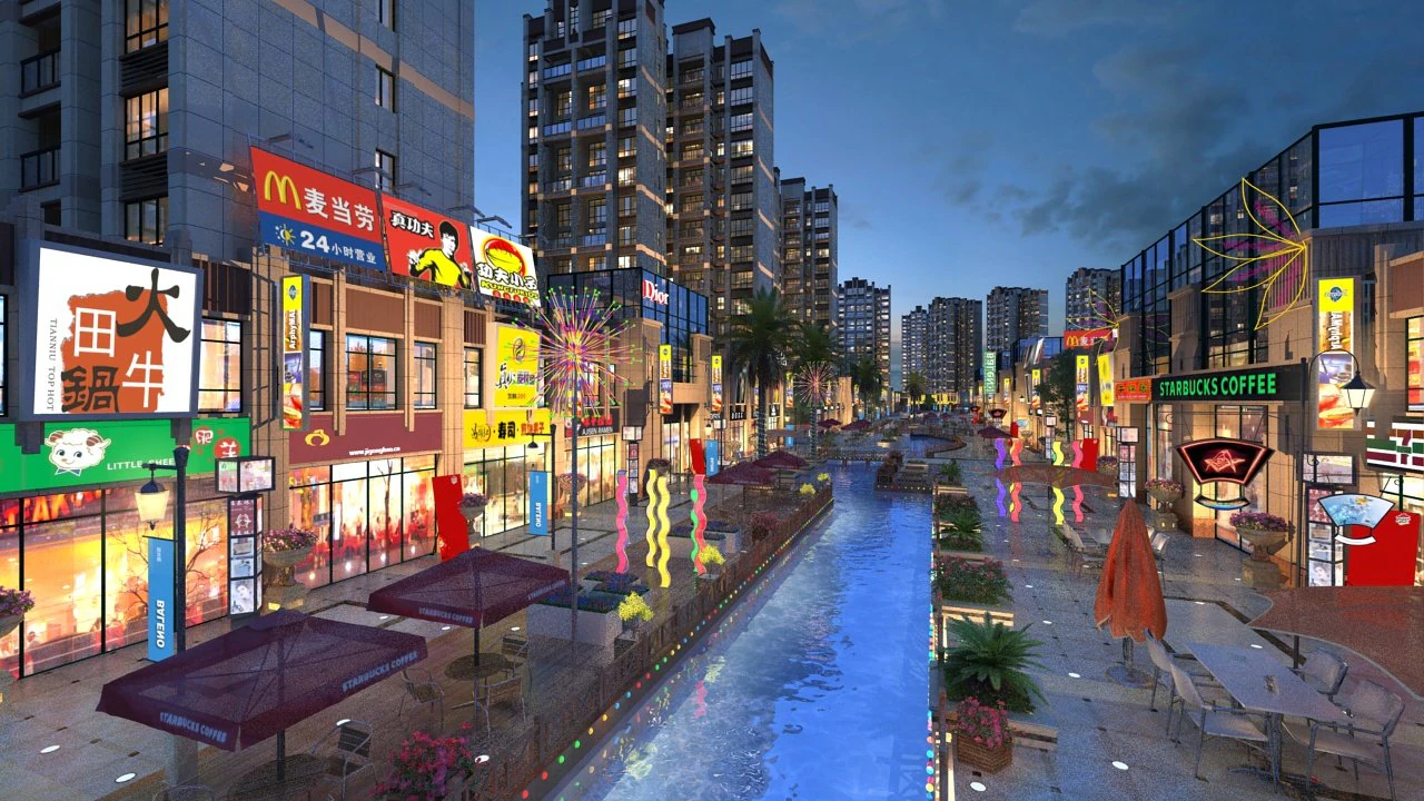 commercial street 3D Model .c4d .max .obj .3ds .fbx .stl .blend 