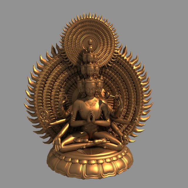 eleven-faced guanyin 3D 模型 .c4d .max .obj .3ds .fbx .stl .blend 