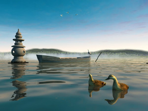 three lakes reflect the west lake 3D Model