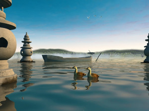 three lakes reflect the west lake 3D Model