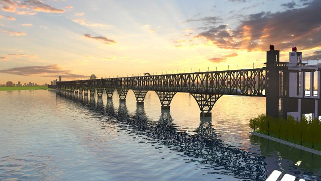nanjing yangtze river bridge 3Dモデル .c4d .max .obj .3ds .fbx .stl .blend 
