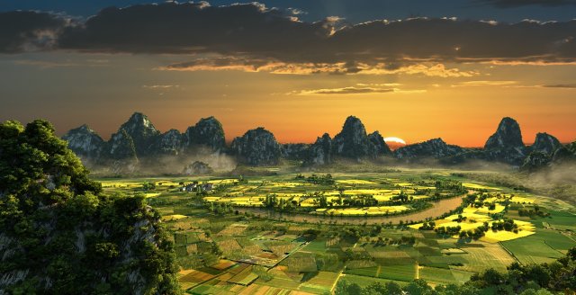 rural farmland 3Dモデル .c4d .max .obj .3ds .fbx .stl .blend 