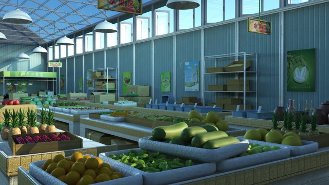 vegetable market 3D Model .c4d .max .obj .3ds .fbx .stl .blend 