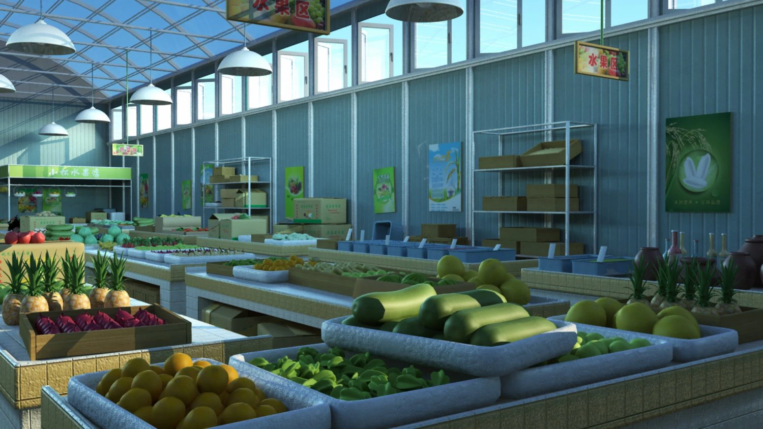vegetable market 3D Model .c4d .max .obj .3ds .fbx .stl .blend