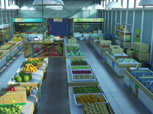 vegetable market 3D Model