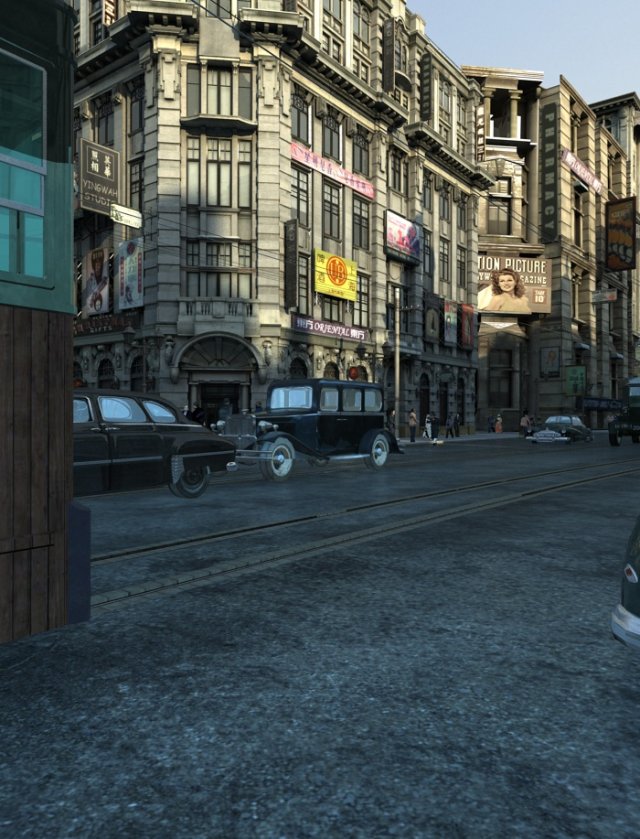 old shanghai street 3D मॉडल .c4d .max .obj .3ds .fbx .stl .blend 