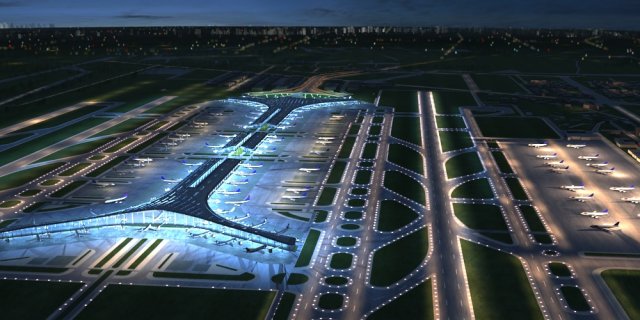 capital airport night view 3D मॉडल .c4d .max .obj .3ds .fbx .stl .blend 