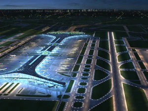 nachtzicht op de hoofdstad luchthaven 3D Model