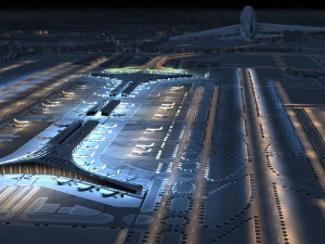 capital airport night view 3D Model