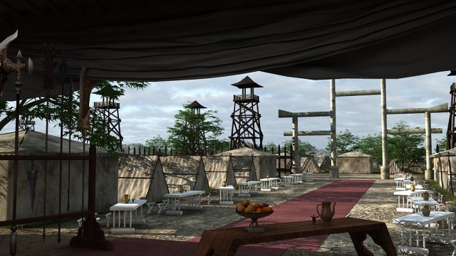 military camp tent 3D मॉडल .c4d .max .obj .3ds .fbx .stl .blend 