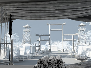 military camp tent 3D मॉडल