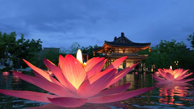 garden night scene 3Dモデル .c4d .max .obj .3ds .fbx .stl .blend