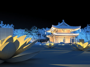 garden night scene 3Dモデル