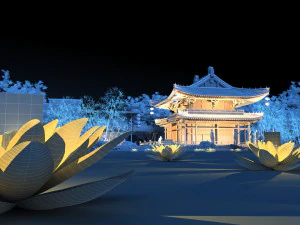 garden night scene 3D Model