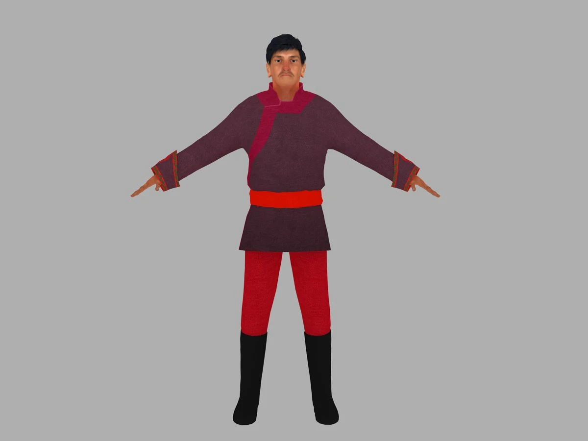 mongolian man 3D Model .c4d .max .obj .3ds .fbx .stl .blend 