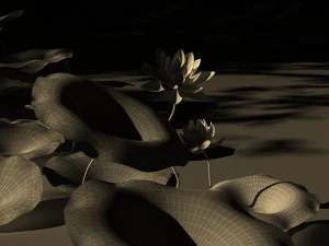 пруд с лотосами 3D Модель