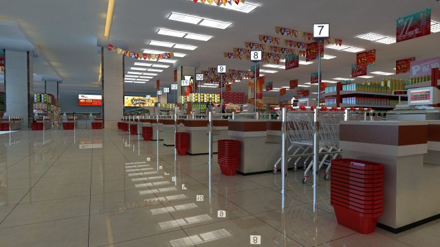 supermarket Modèle 3D .c4d .max .obj .3ds .fbx .stl .blend 