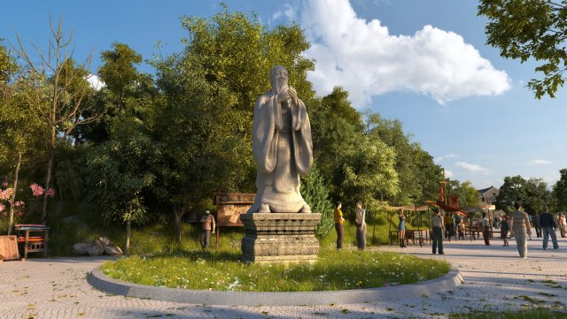 statue of confucius 3D Model .c4d .max .obj .3ds .fbx .stl .blend 