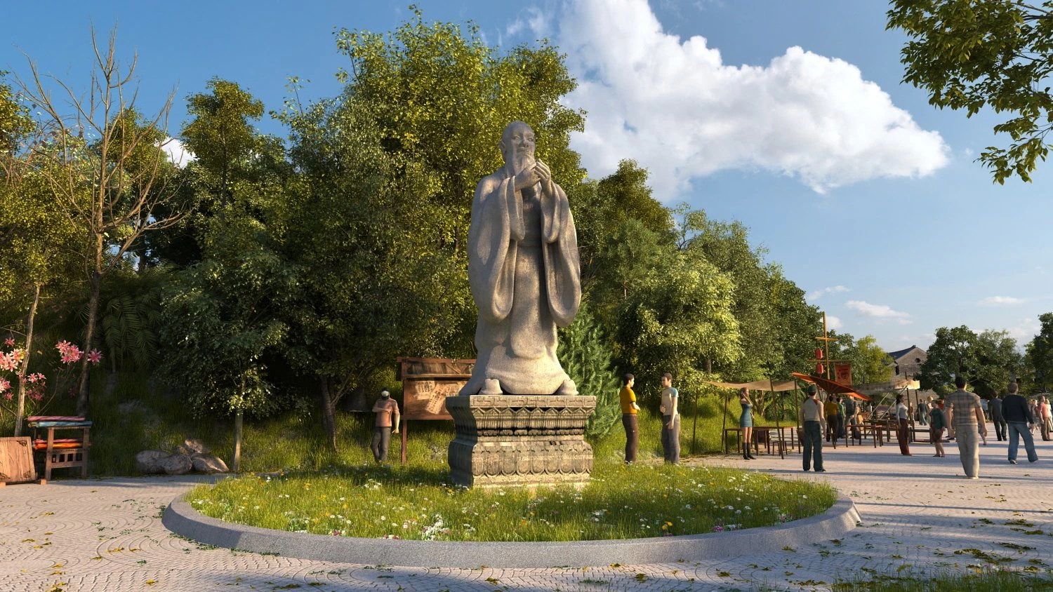 est&aacute;tua de conf&uacute;cio Modelo 3D .c4d .max .obj .3ds .fbx .stl .blend 