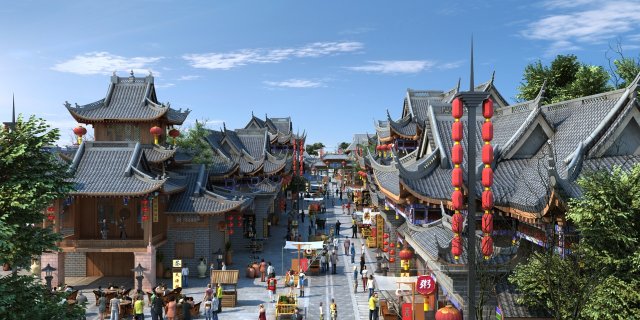 ancient building market Modelo 3D .c4d .max .obj .3ds .fbx .stl .blend 