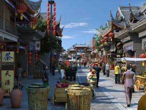 ancient building market 3D Model