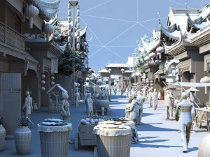 ancient building market 3D Model