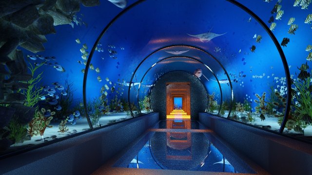 underwater tunnel 3D Модель .c4d .max .obj .3ds .fbx .stl .blend 