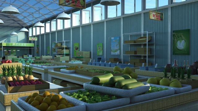 vegetable market Model 3D .c4d .max .obj .3ds .fbx .stl .blend 