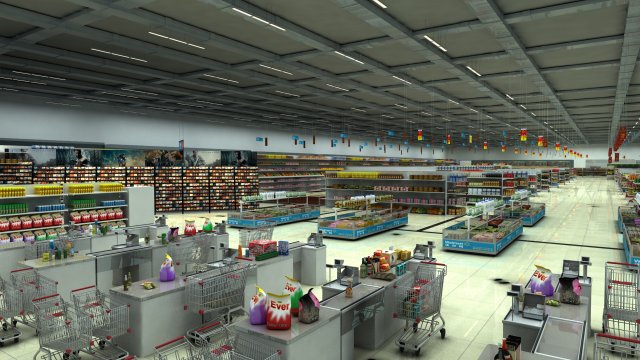 supermarket Model 3D .c4d .max .obj .3ds .fbx .stl .blend 