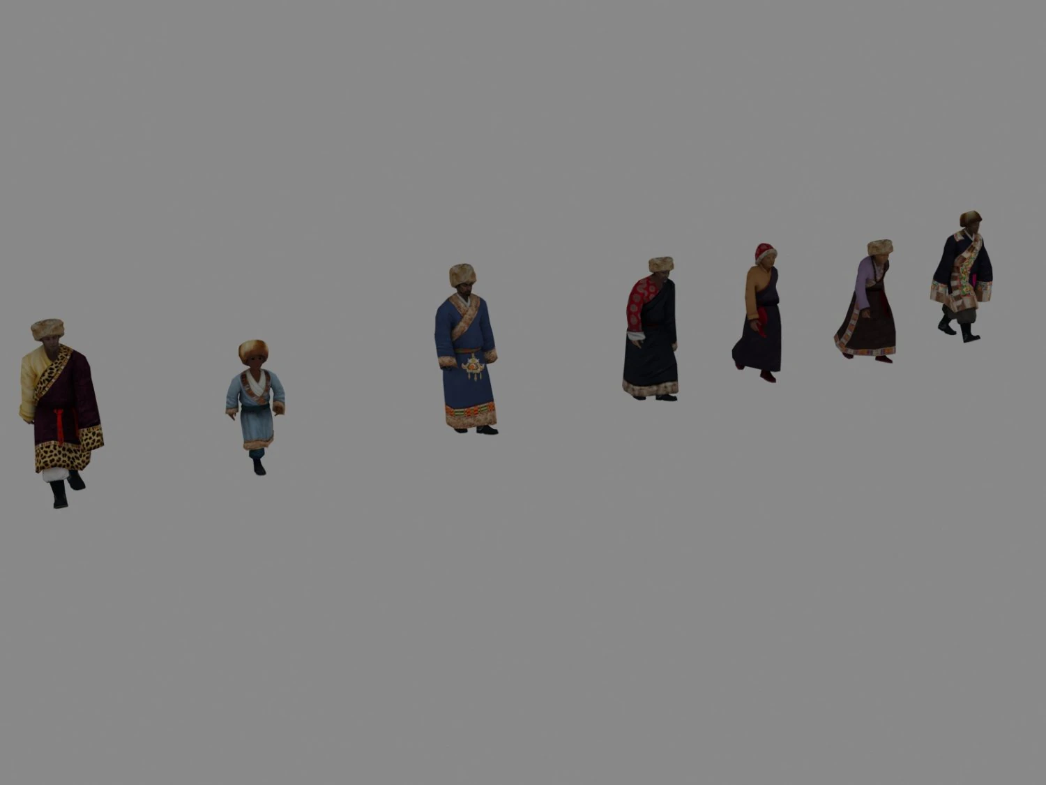 tibetan crowd 3D Model .c4d .max .obj .3ds .fbx .stl .blend 