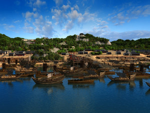 barge train Model 3D