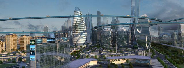 futuristic city 3D Модель .c4d .max .obj .3ds .fbx .stl .blend 