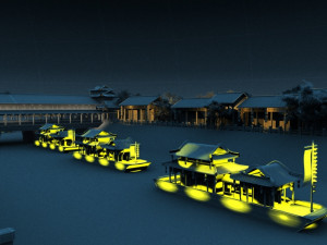 night view on the river Model 3D