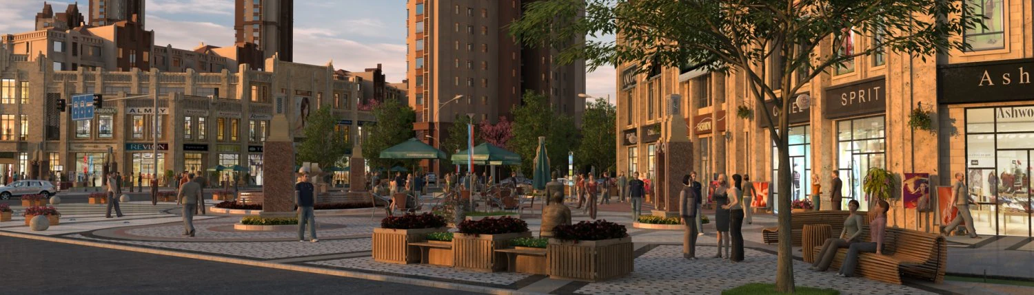 city commercial street 3D Model .c4d .max .obj .3ds .fbx .stl .blend 