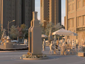 city commercial street 3D Model