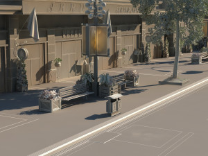 city commercial street 3D 模型
