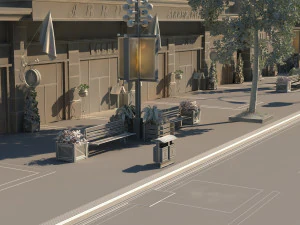 city commercial street 3D Model