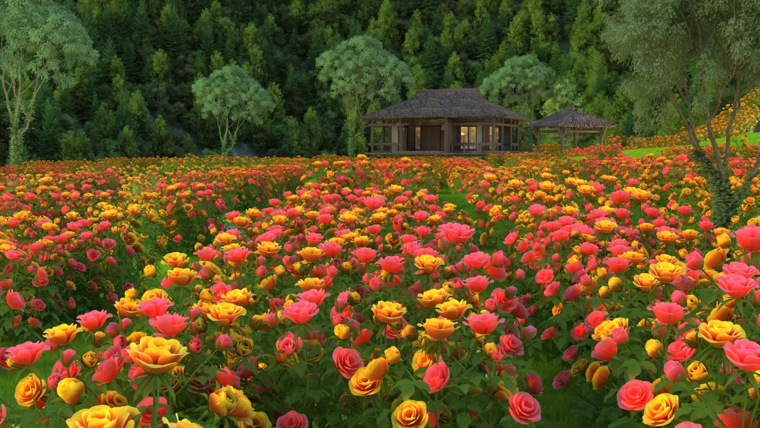 flower garden 3D Model .c4d .max .obj .3ds .fbx .stl .blend 
