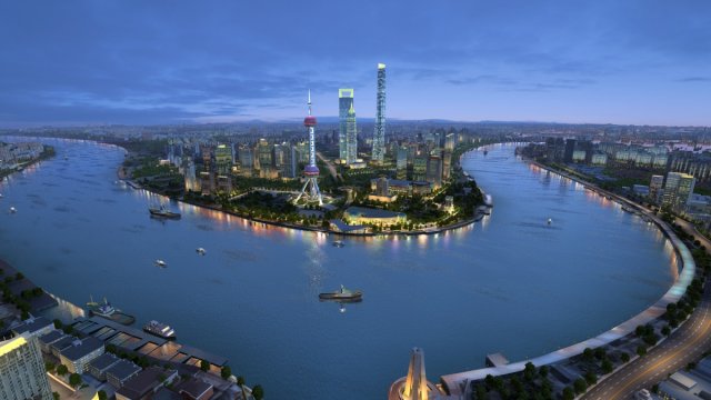 shanghai lujiazui night view 3D 模型 .c4d .max .obj .3ds .fbx .stl .blend 