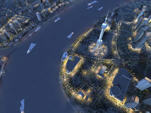 shanghai lujiazui night view 3D Model
