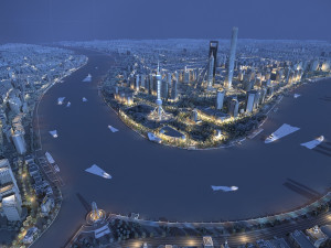 shanghai lujiazui night view 3D 模型