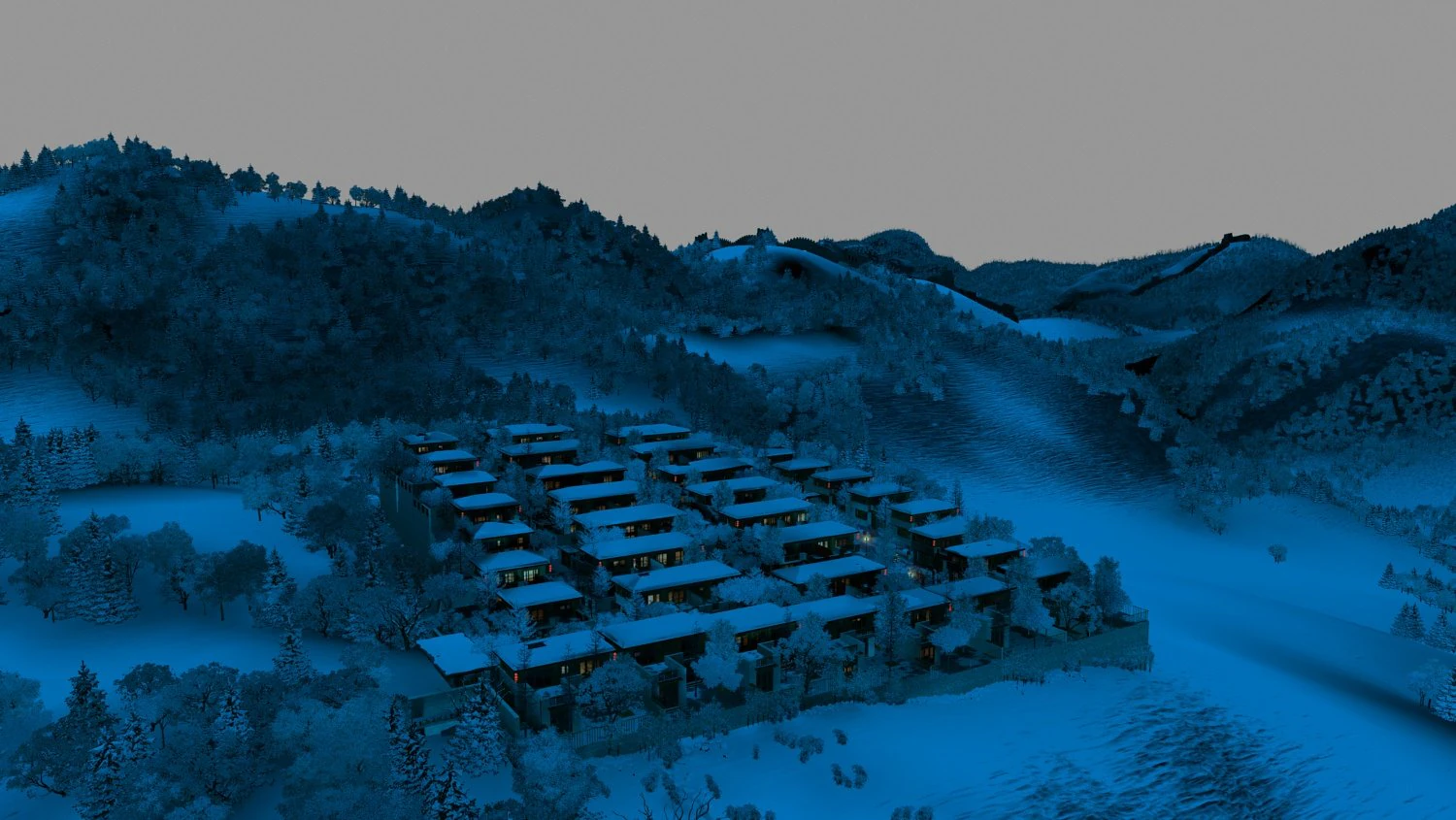 mountain village night 3D Model .c4d .max .obj .3ds .fbx .stl .blend 