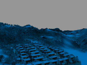 mountain village night Modèle 3D