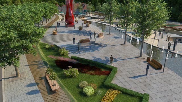 town square 3D Modell .c4d .max .obj .3ds .fbx .stl .blend