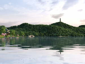 city lake view 3D Model