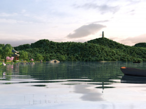 city lake view 3D Model